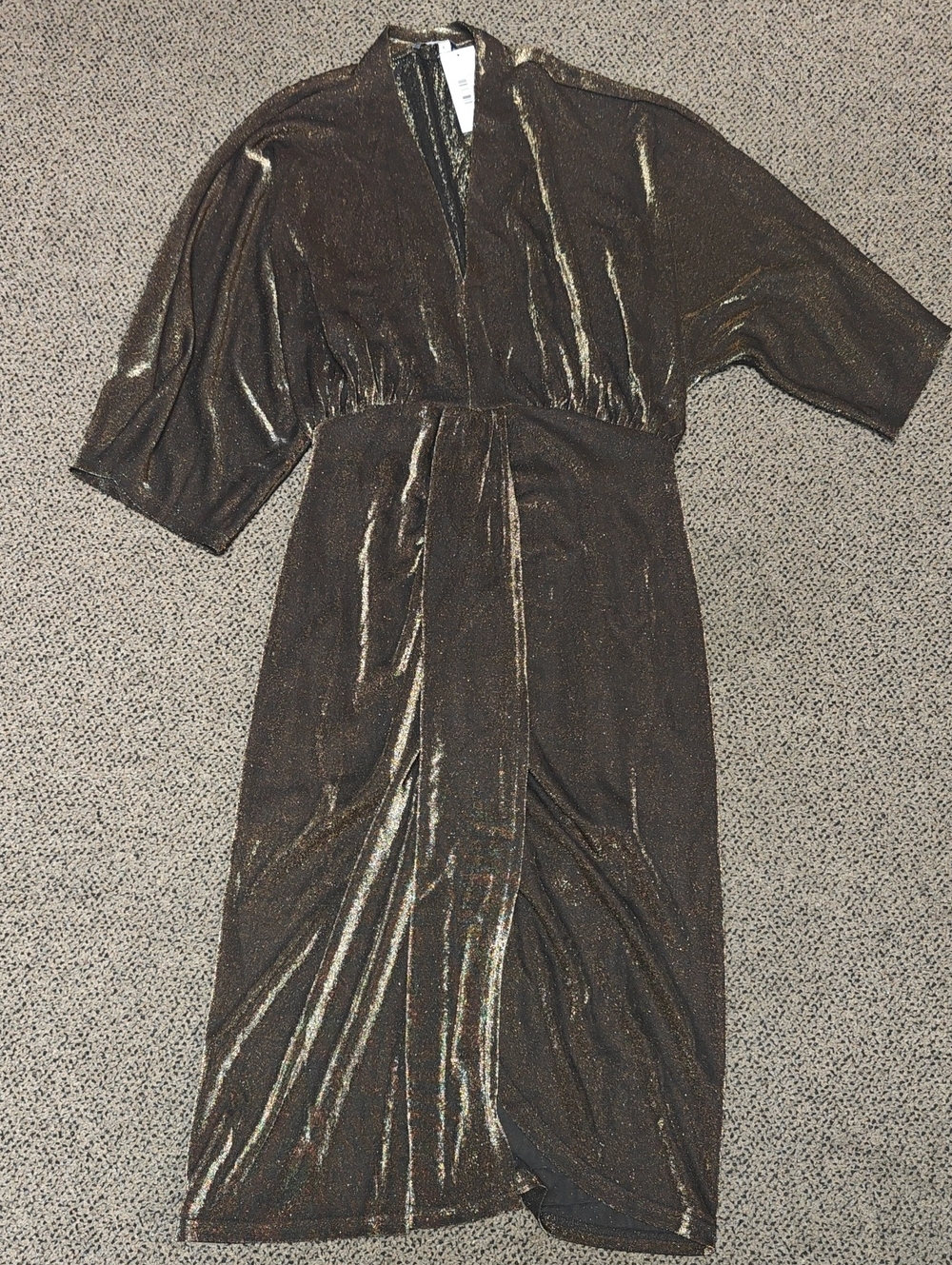 Baltic Born Bronze Metallic Wrap Midi Dress